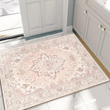 Area Rugs Washable Non-Slip, Floral Vintage Distress Print Pattern Medallion Carpet for Living Room Bedroom Dining Room