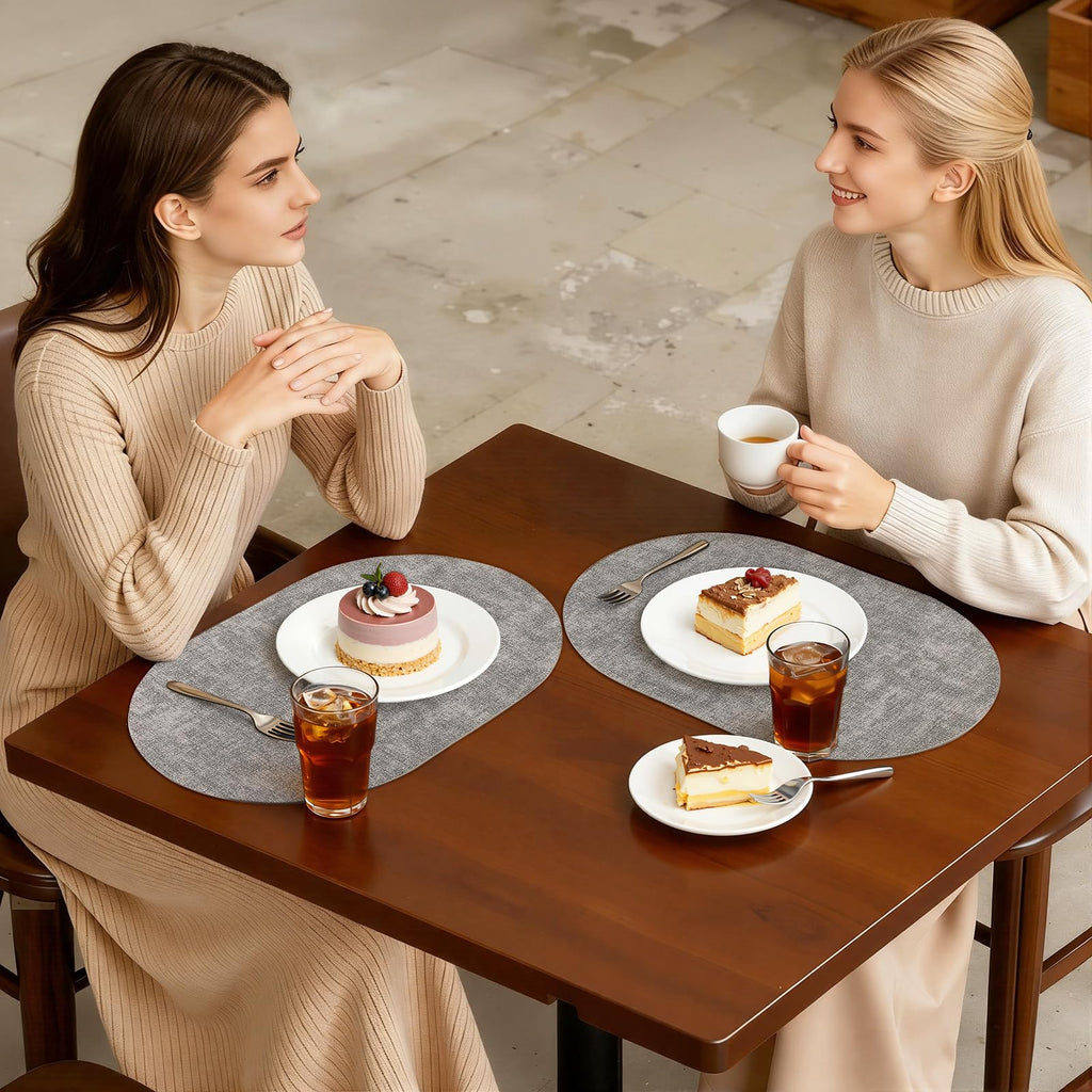Heat Resistant Oval Placemats Set of 4, Light Grey
