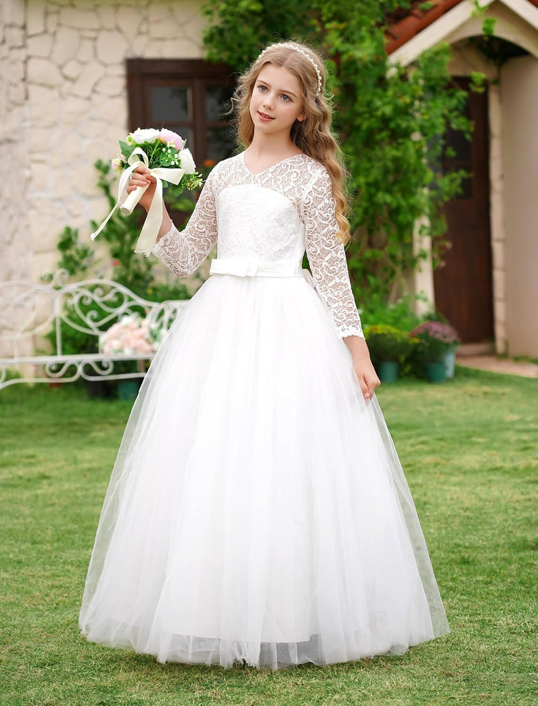 Flower Girl Dress Lace 3/4 Sleeve Wedding Princess Dress
