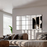 Full Length Mirror, 28"x 55" Window Pane Decorative Mirror for Wall, Black Metal Framed Wall Decor, Wall Mounted