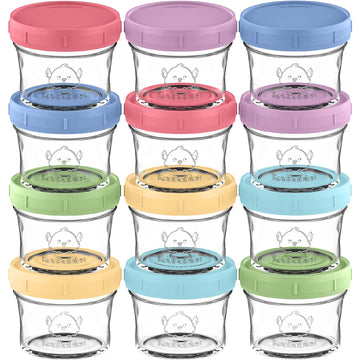 12pk 4oz Glass Baby Food Containers with Lids, BPA-Free, Nord