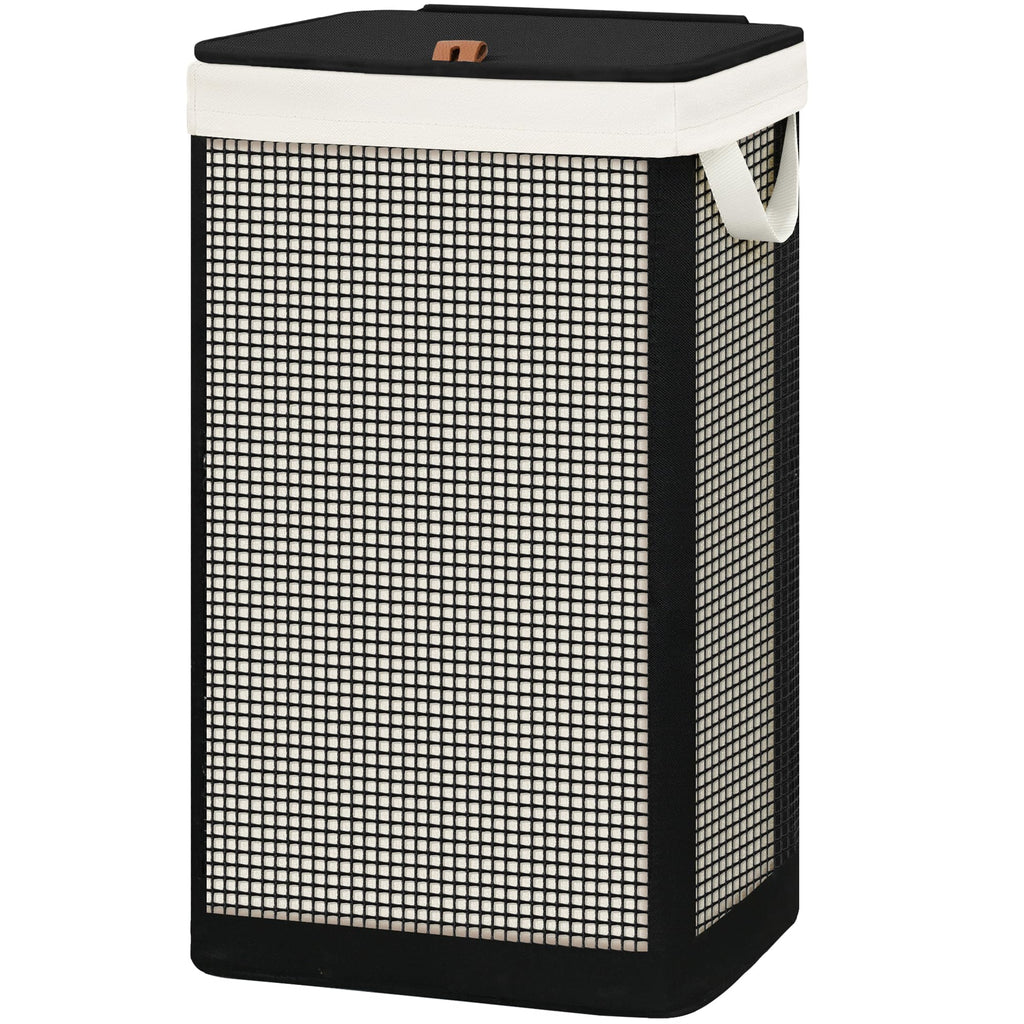 Laundry Hamper with Lid, 90L Sturdy Steel-Frame Clothes Hamper with Removable Washable Liner, Breathable Large