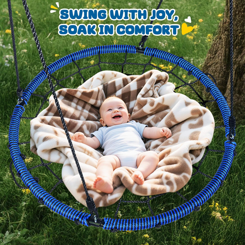 40" Spider Web Saucer Tree Swing for Kids & Adults - Blue
