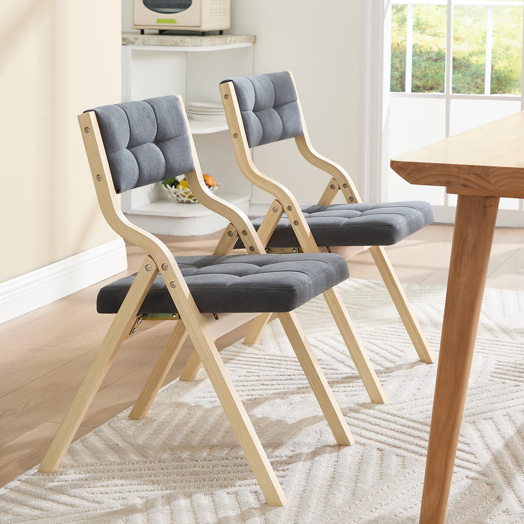 6-Pack Folding Dining Chairs with Cushion, Padded Foldable Dining Chairs, Portable Wooden Folding Chairs s Kitchen