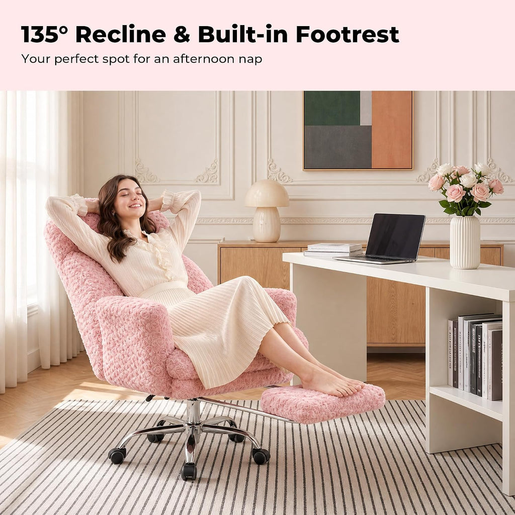 Big and Tall Office Chair with Foot Rest & Flip Armrests | Executive Ergonomic Computer Gaming Chair, for Pets &