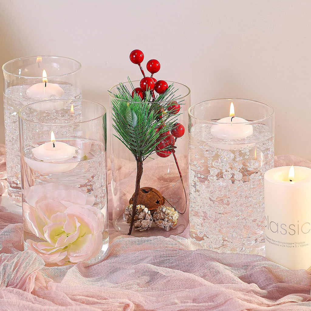 12pcs Glass Cylinder Vases for Centerpieces, 6 Inch Clear Flower Vases for Wedding Decorations and Indoor Home Decor