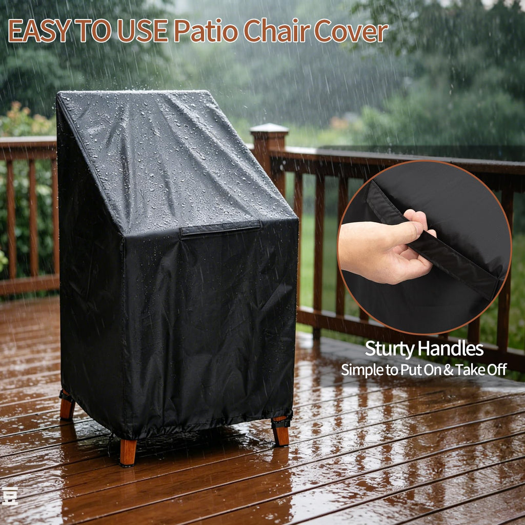 Outdoor Chair Covers 2Pack, 25x25x47" High Back, Black