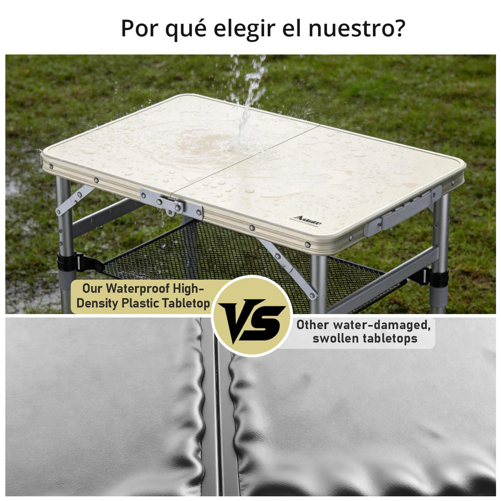 2 ft Small Folding Table, 3 Adjustable Height for Camping, 23" X 16"