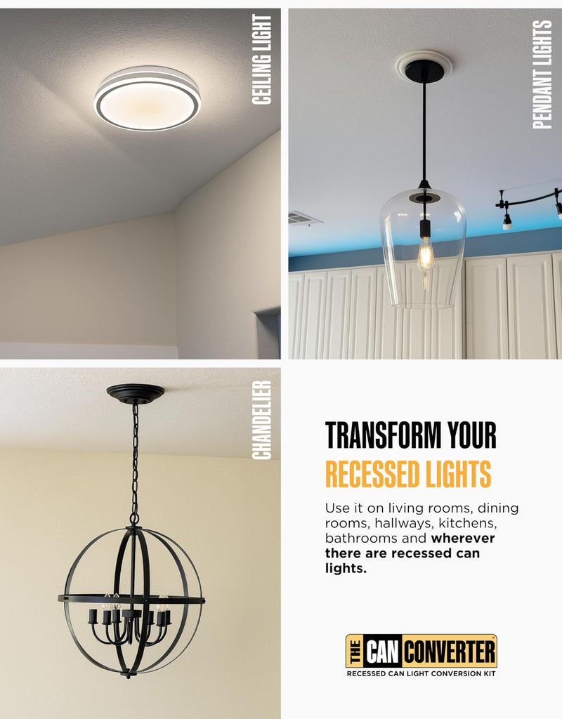 R4 Recessed Can Light Conversion Kit - Home Improvement for 4" Cans, Hardware Converter for Flush Mount Light