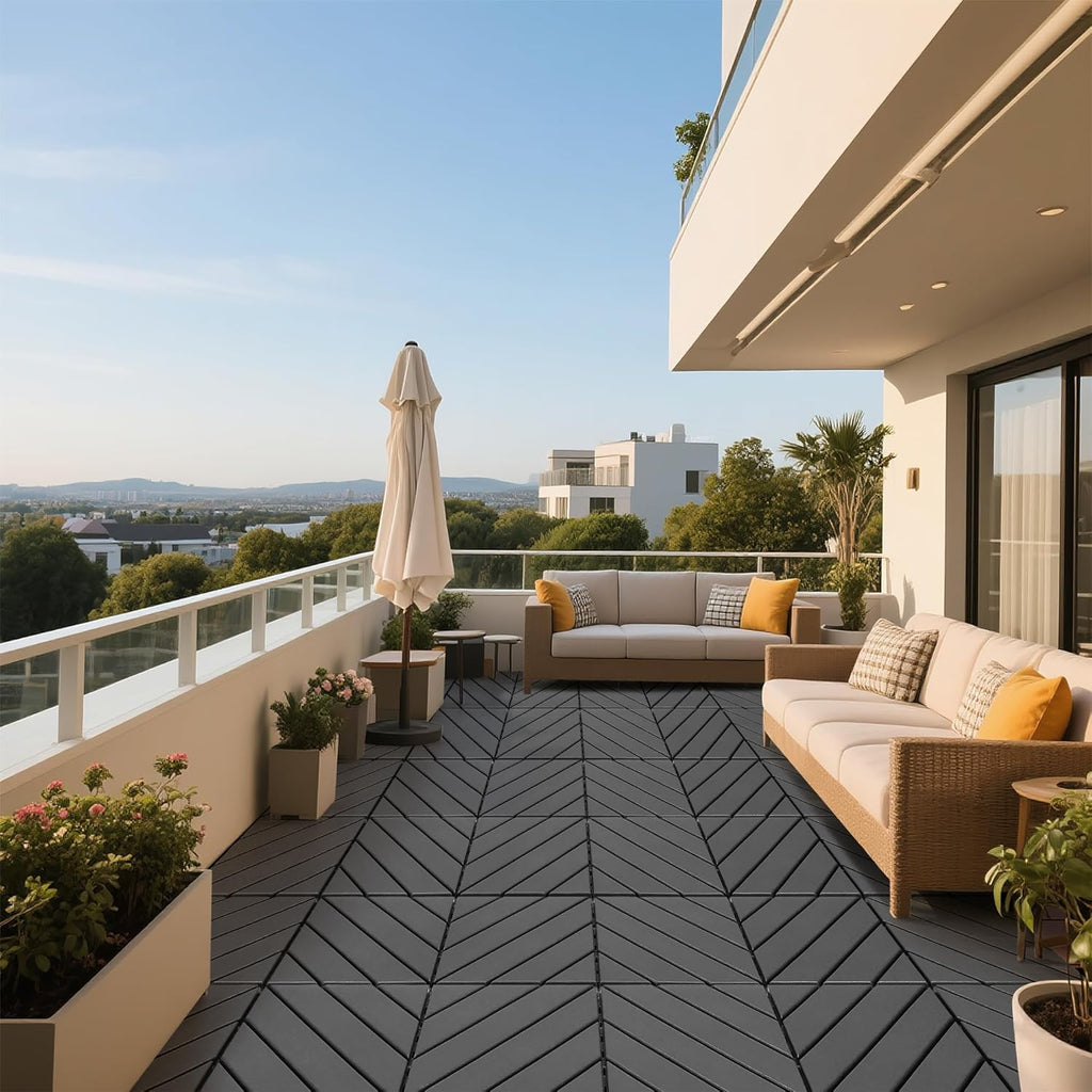 44Pcs Interlocking Deck Tiles, Non-Slip Outdoor Flooring 12" Patio Tiles Outdoor Interlocking All Weather, for Garden