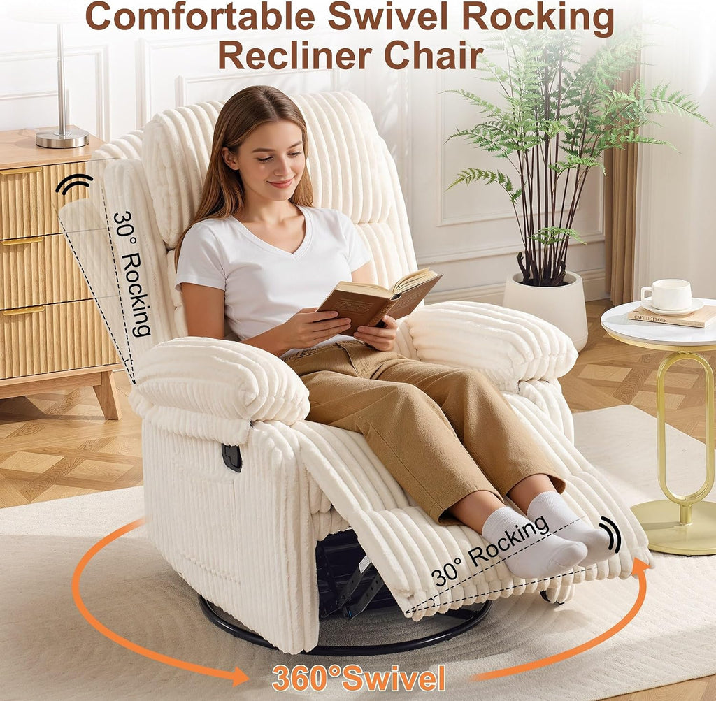 Rocking Recliner Chair, Nursery Rocker Chair for Adults, Small Recliners for Small Spaces, Swivel Rocker Recliner