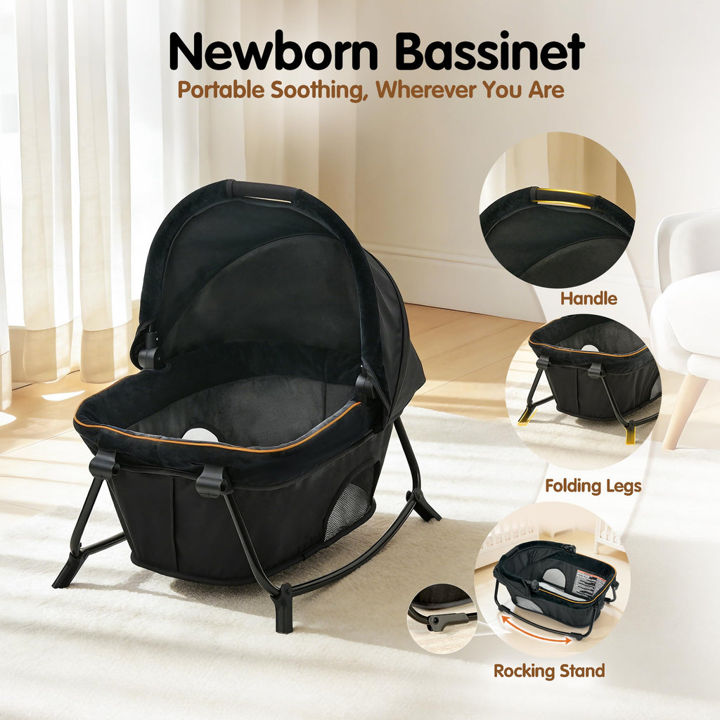 6 in 1 Baby Play Yard with Bassinet - One-Step Setup Travel Crib, Small Portable Playpen for Babies, Portable