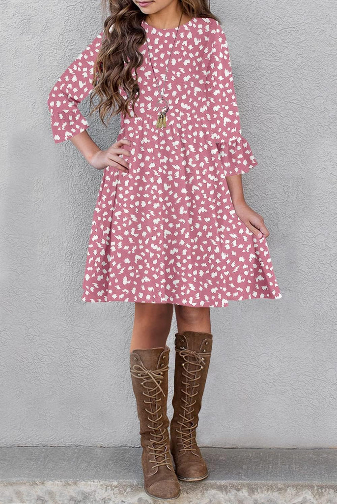 Girls Midi Dress Boho A-line Swing Casual Holiday Party Dresses