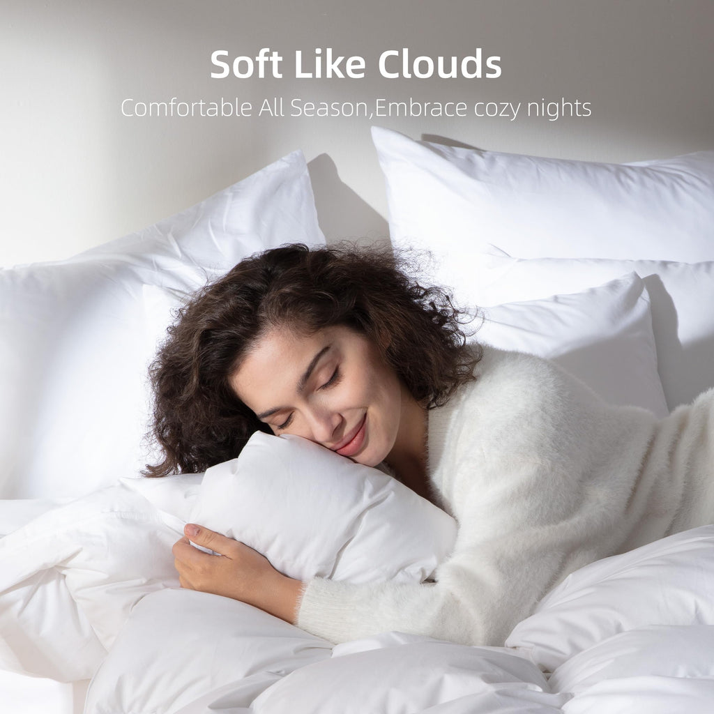 Goose Feather Down Comforter, 100% Organic Cotton Duvet Insert