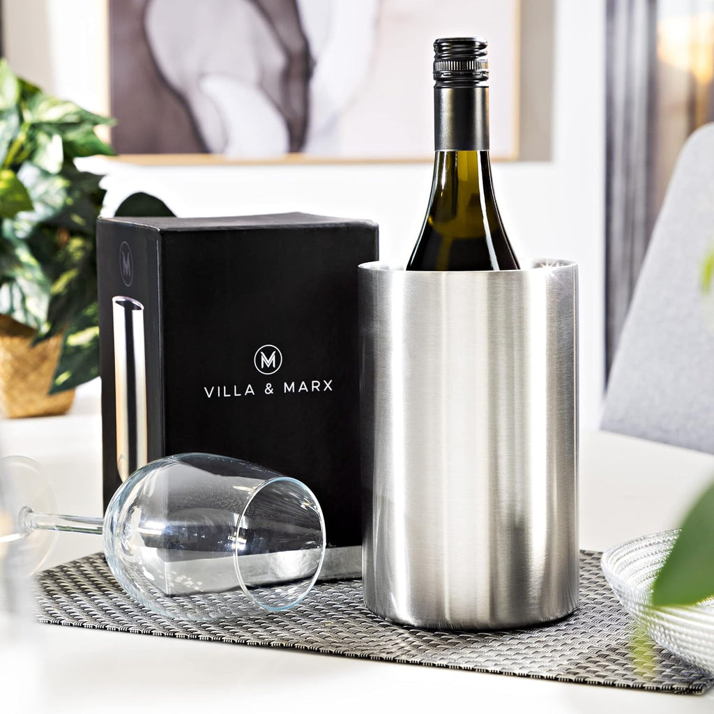 Premium Champagne Bucket - Keeps 750ml Bottles Cold for Hours - Insulated White Wine Bottle Cooler Without Ice