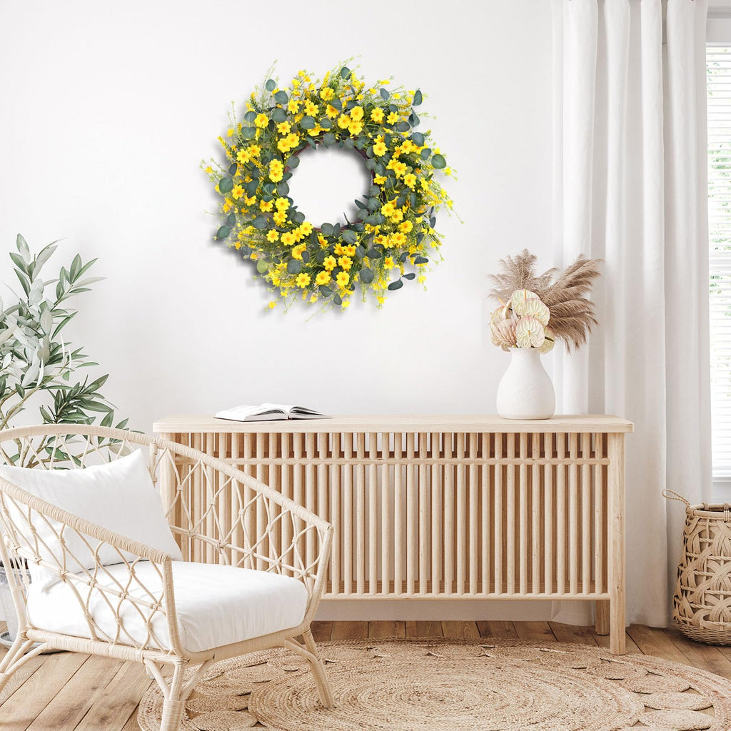 24'' Sunflower Wreaths for Front Door, Welcome Front Door Wreath Summer