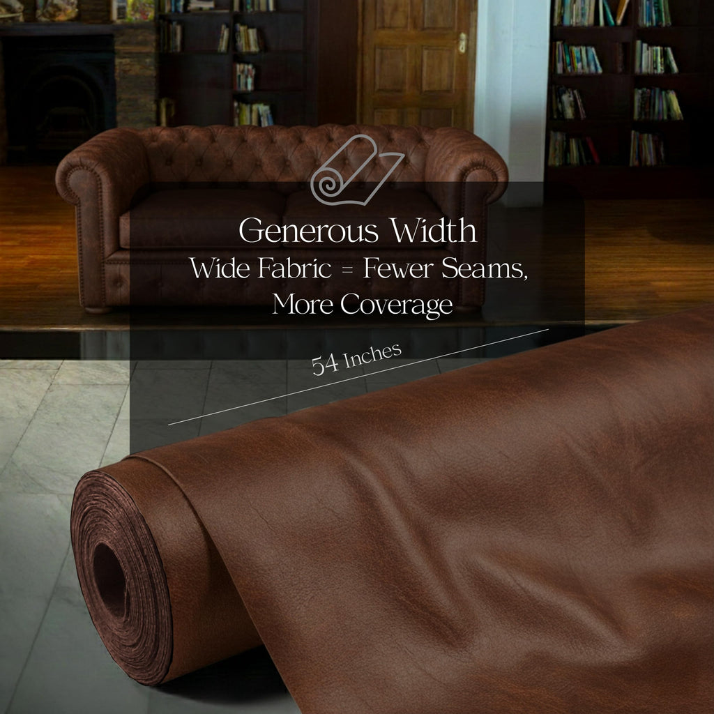 Faux Leather Upholstery Vinyl Fabric by the Yard - 54" Wide, 0.8mm Premium Material for Tablecloths, Boat Seats