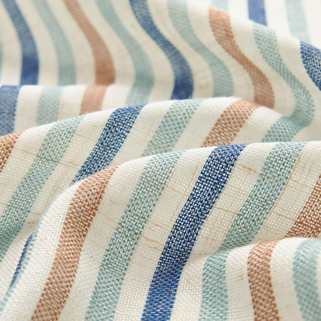 Linen Curtains 84" Ocean Stripe Pattern on Linen Grommet 2 Panels