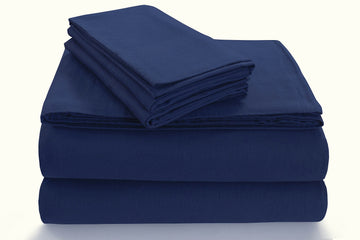 Cal King Cotton Flannel Deep Pocket Sheet Set, Dark Blue
