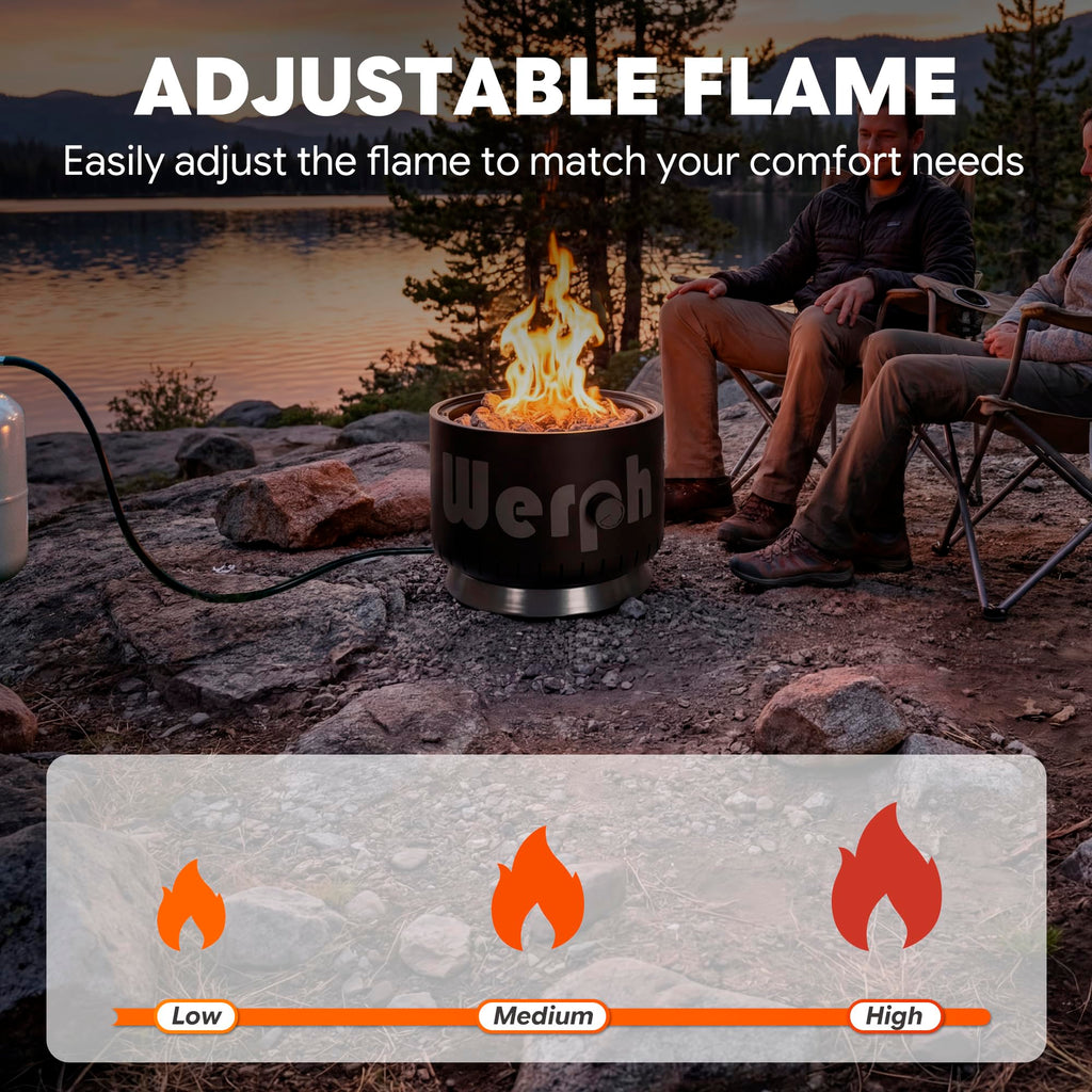 17‐Inch Portable Propane Fire Pit for Camping, 58, 000 BTU, Black