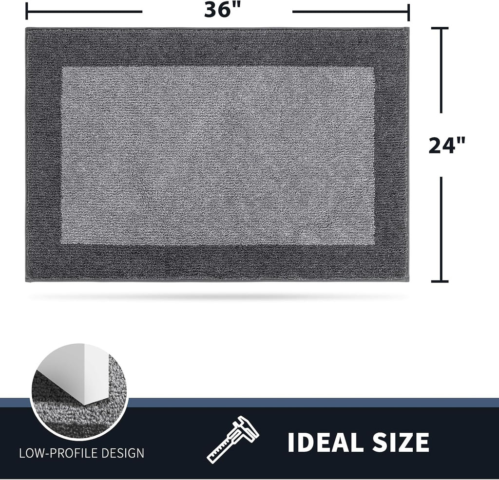 Dirt Trapping Indoor Door Mat, 24" x 36", Light Grey & Grey | Machine Washable, Non-Slip, Waterproof TPR Backing