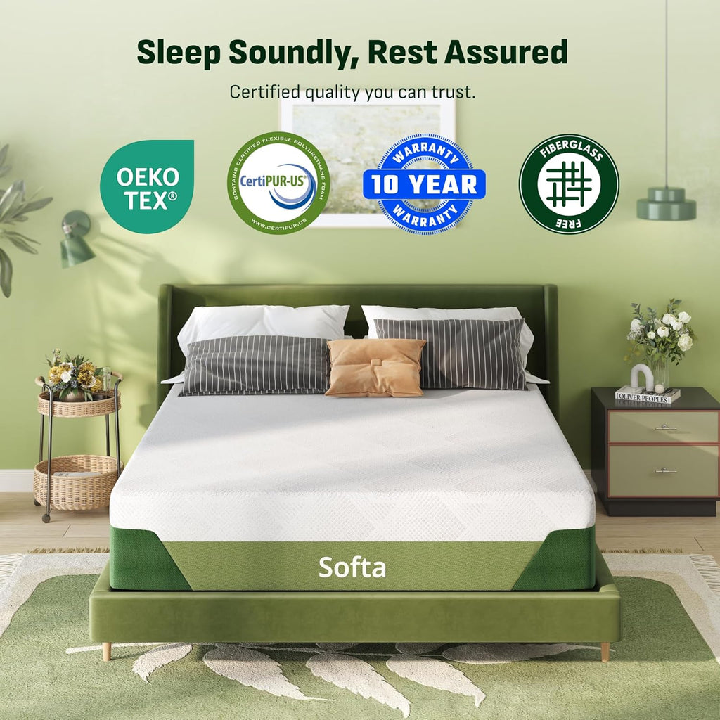 12" Queen Cooling Gel Memory Foam Mattress, Viscose from Bamboo, Medium Firm, Certi-PUR & Oeko-TEX Certified, 10-Year