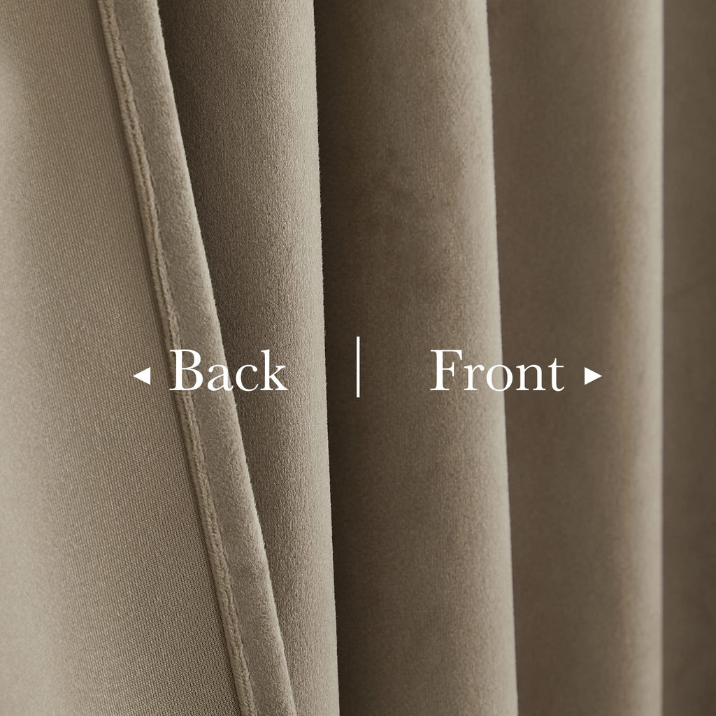 Back Tab Camel Beige Curtains 108 inches Long, Extra Wide Soft Velvet Thermal Insulated Privacy Window Drapes