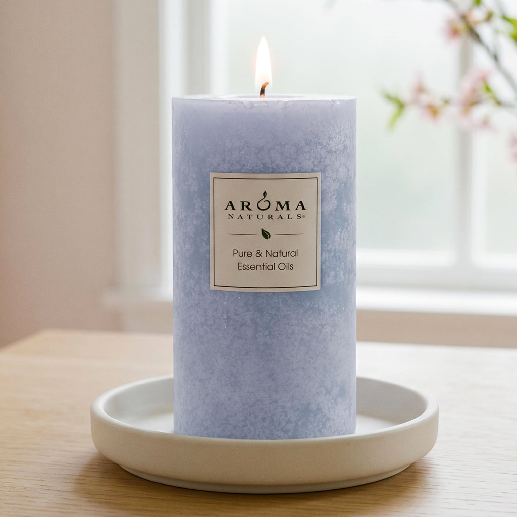 Essential Oil Scented Pillar Candle, Tranquility, 2.75 Inch X 5 Inch, Lavender, 1 Pound