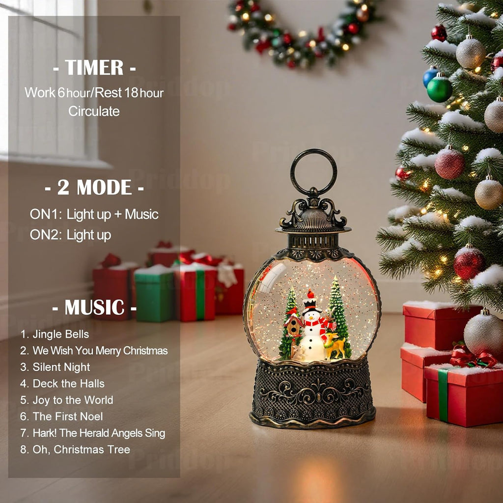 Snowman Snow Globe Christmas Decorations Indoor Deer Cardinal Snowman Gifts Classic Relief Texture Musical Glitter