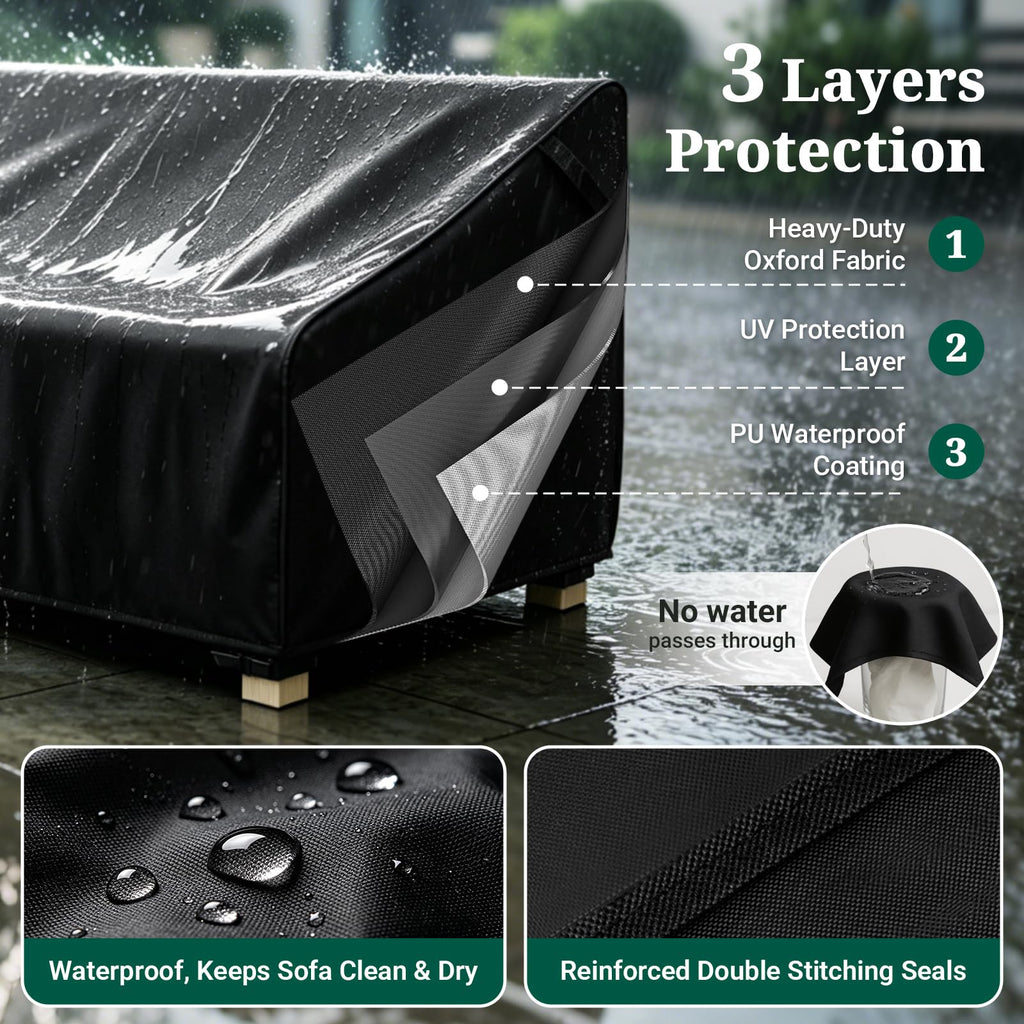 MR.COVER 3-Seater Outdoor Couch Cover Waterproof, Patio Furniture Cover for Sofa, Heavy Duty Outdoor Sofa Covers