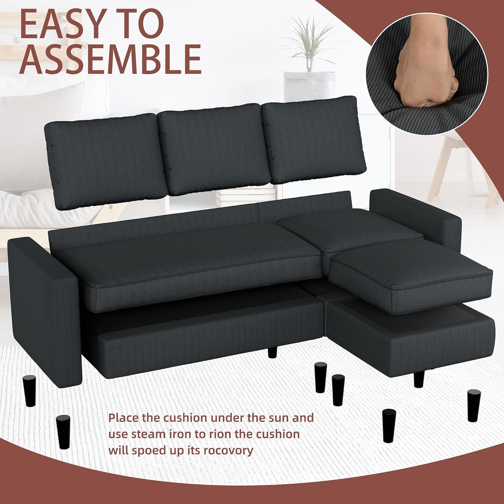 Sectional Sofa Couch Convertible L Shaped Sofas with Ottoman Small Sectional Couches for Living Room