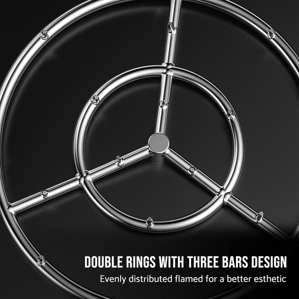 18 Inch Round Stainless Steel Fire Pit Jet Burner Ring - High Flame