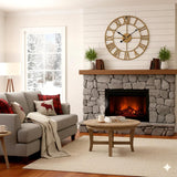 20 Inch Large Retro Wall Clock, Roman Numeral Rusty Style Round Metal Clock, Battery Operated