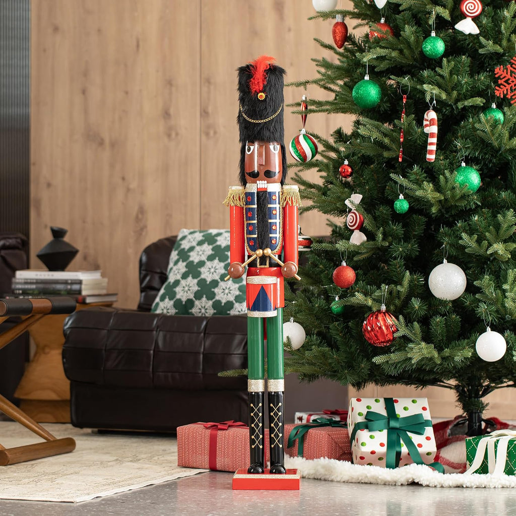 42" Christmas Soldier Nutcracker-Wooden African American Soldier Nutcracker for Festive Christmas Party Indoor Winter