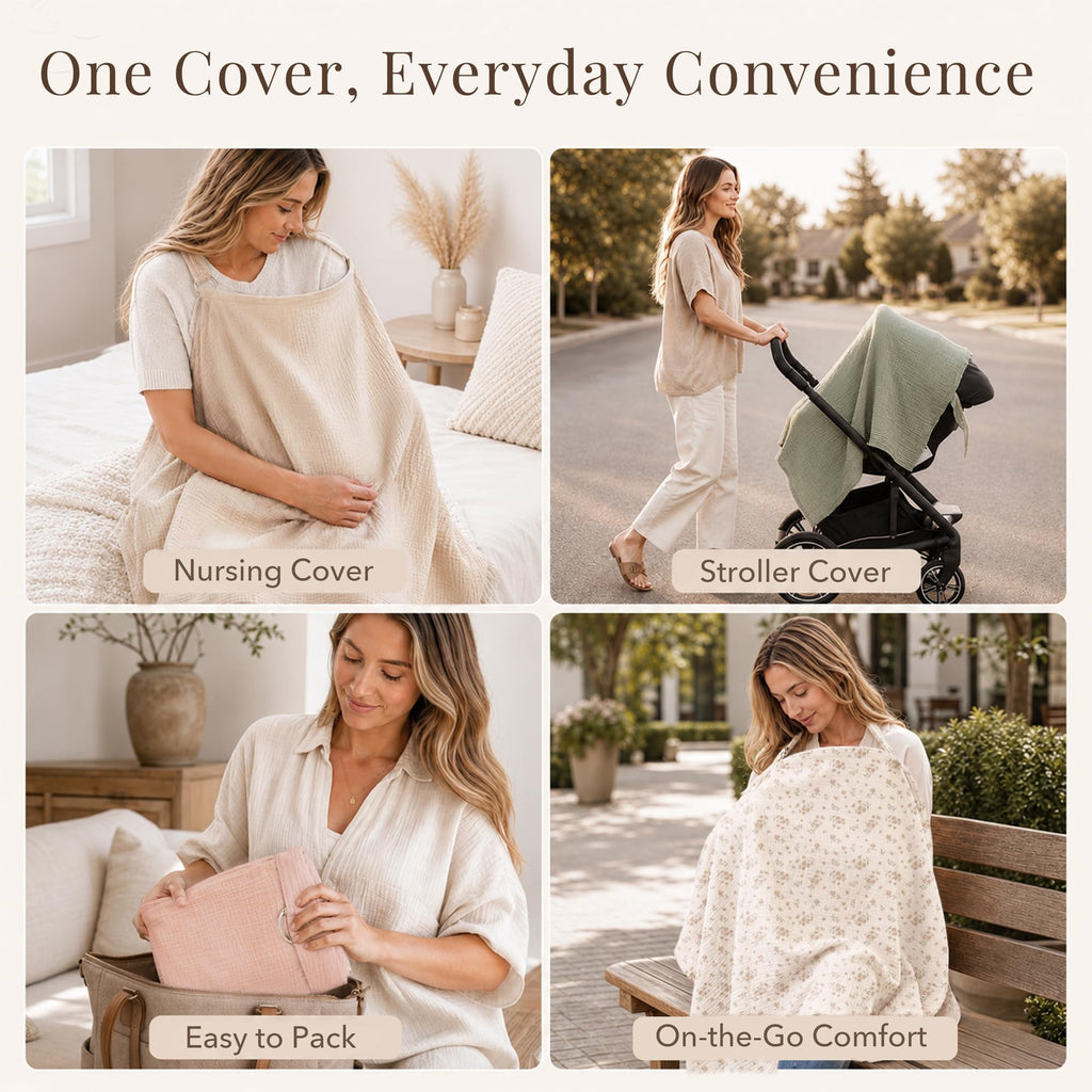 Muslin Nursing Cover Up for Breastfeeding with Rigid Hoop
