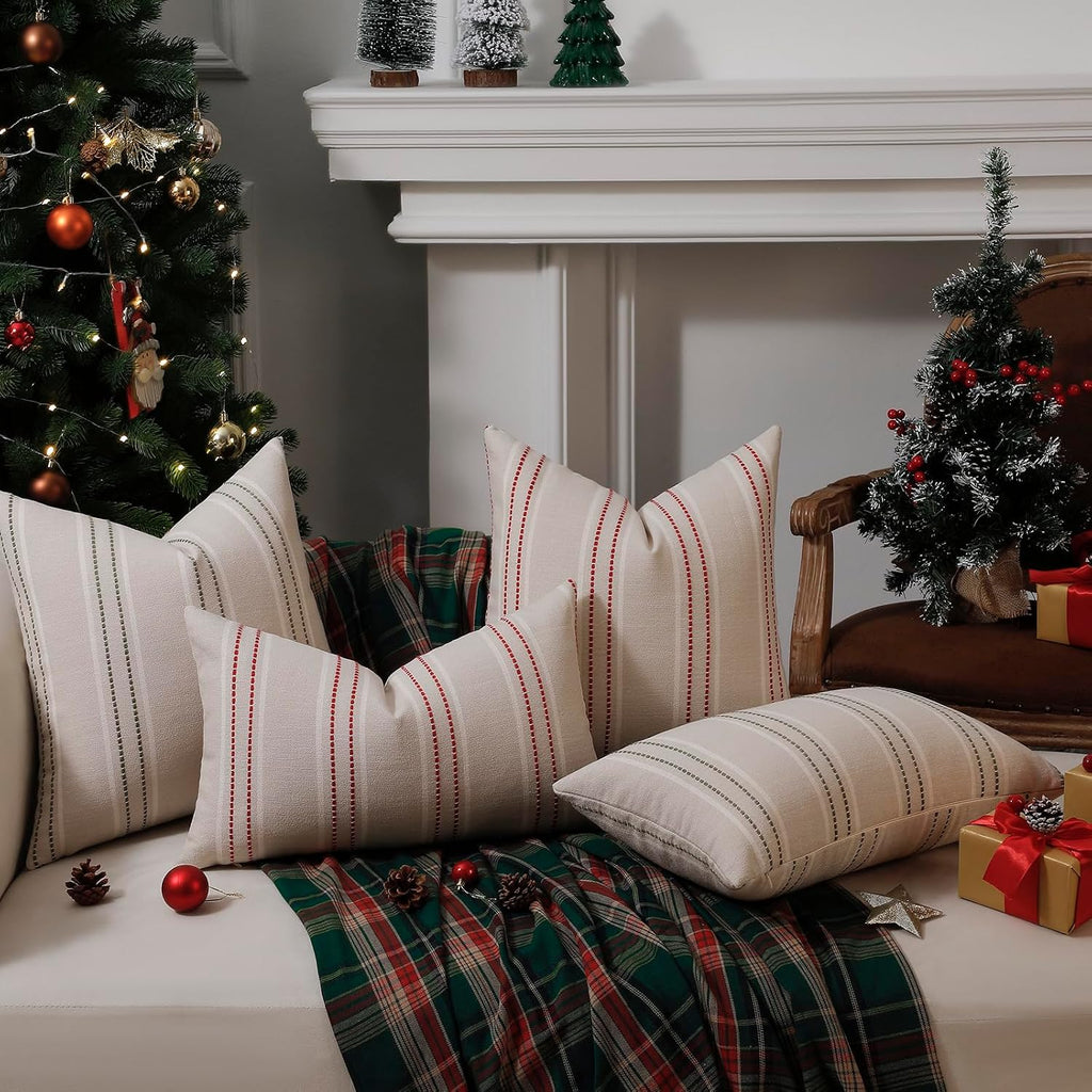Christmas Pillow Covers 18x18 Winter Decorative Pillows Red - Set of 2