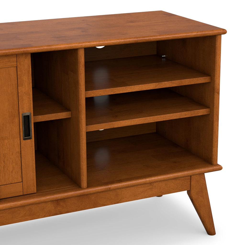 Draper 60" Wide Solid Wood TV Stand in Teak Brown