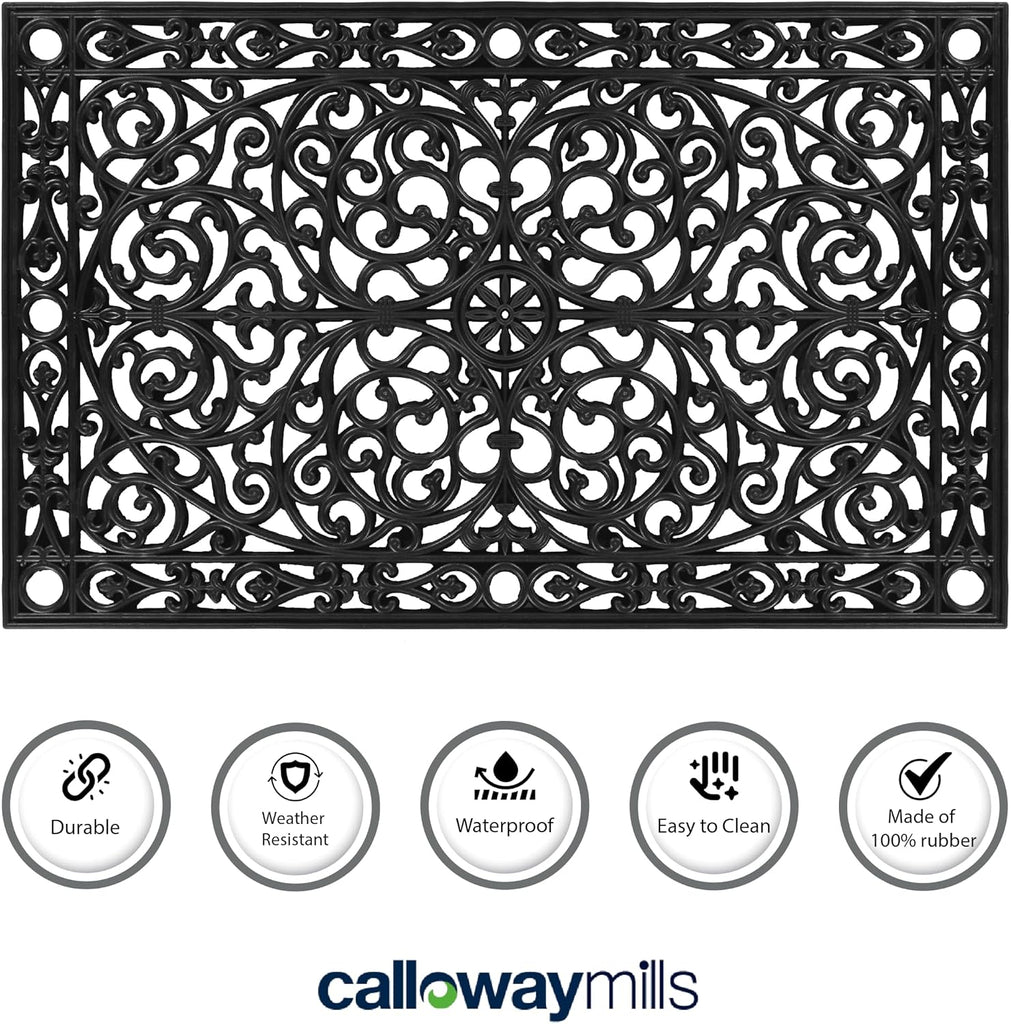 AZ900222436 Gatsby Rubber Doormat, 24" x 36", Black