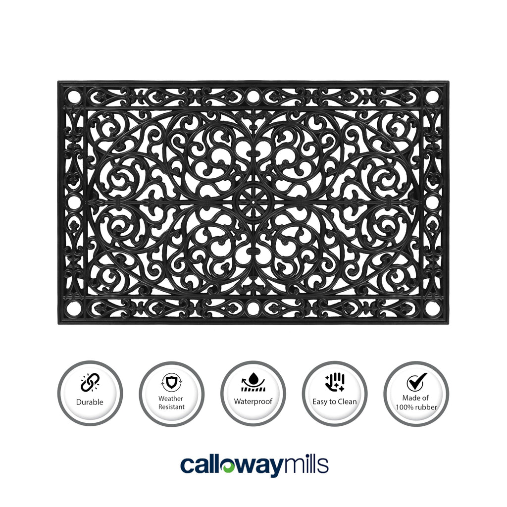 Gatsby Rubber Doormat, 3' x 6', Black