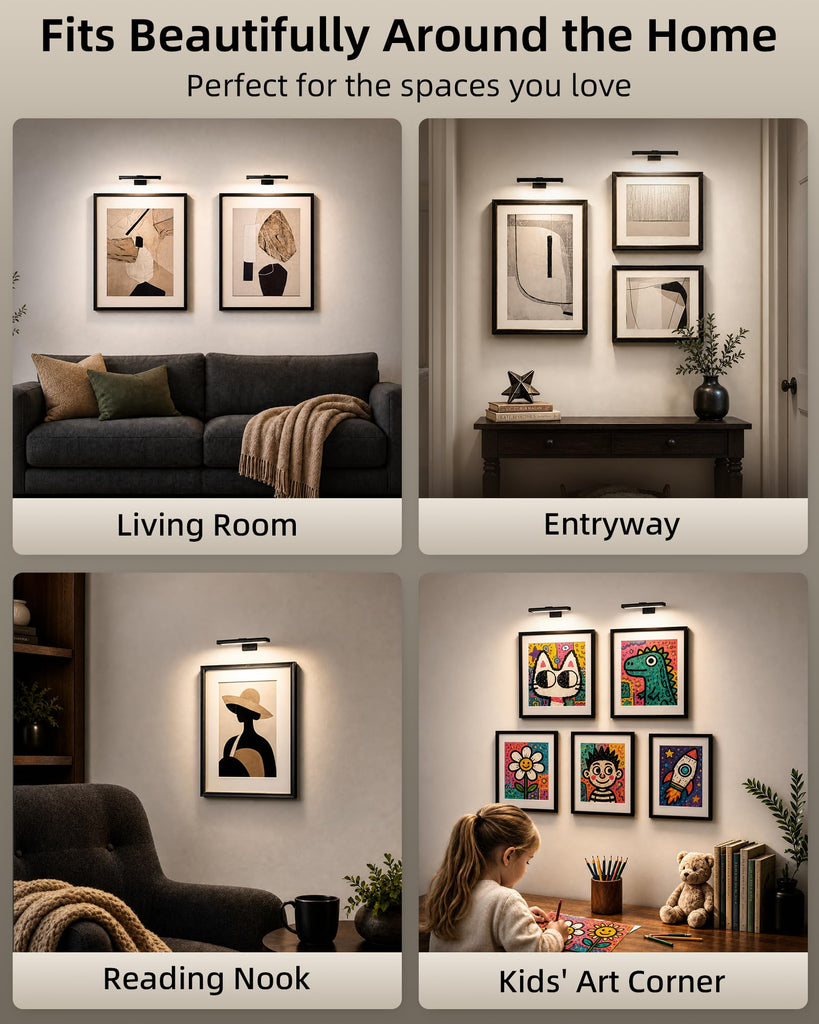 Picture Light for Wall, Rechargeable 2400mAh Lights Wireless with IR Remote, 3 Color & Dimmable Magnetic 7.8'' LED