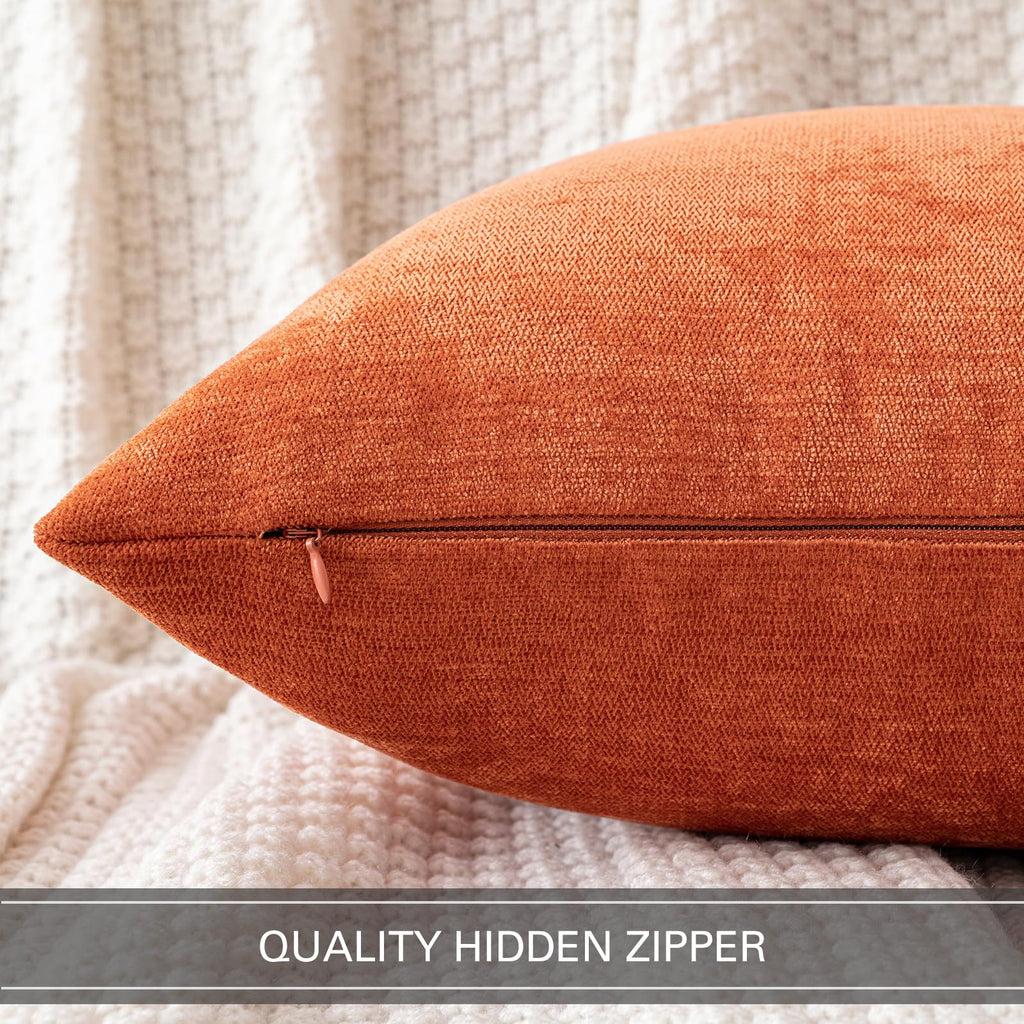 Pack of 2 Burnt Orange Decorative Fall Pillow Covers 20x20 Inch