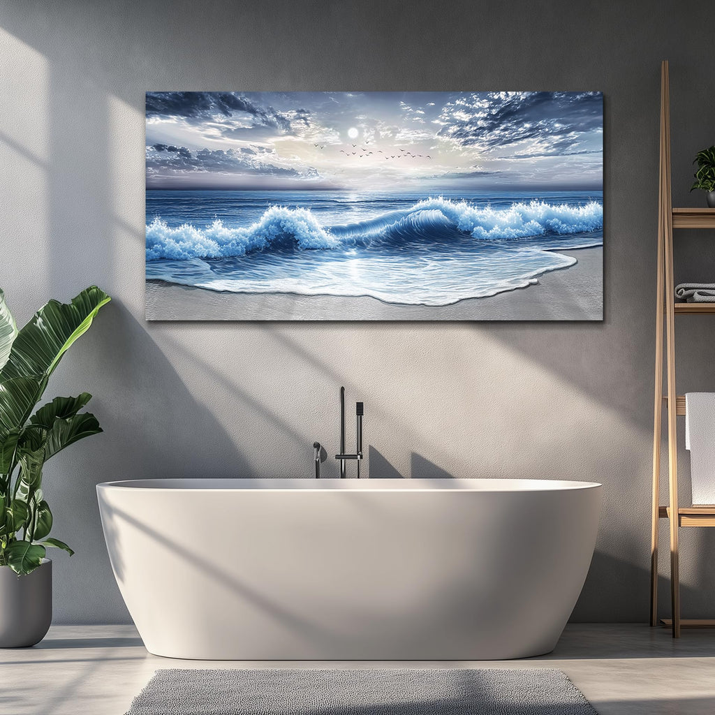 Blue Ocean Wave Painting Wall Art Large Canvas Painting Wall Decoration With Artwork For The Dining Room Printed