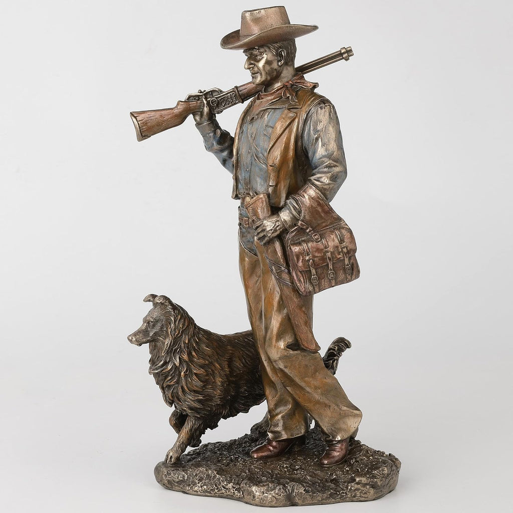 11 1/2 Inch Frontier Companions Cowboy with Dog Cold Cast Resin Bronze Finish Sculpture