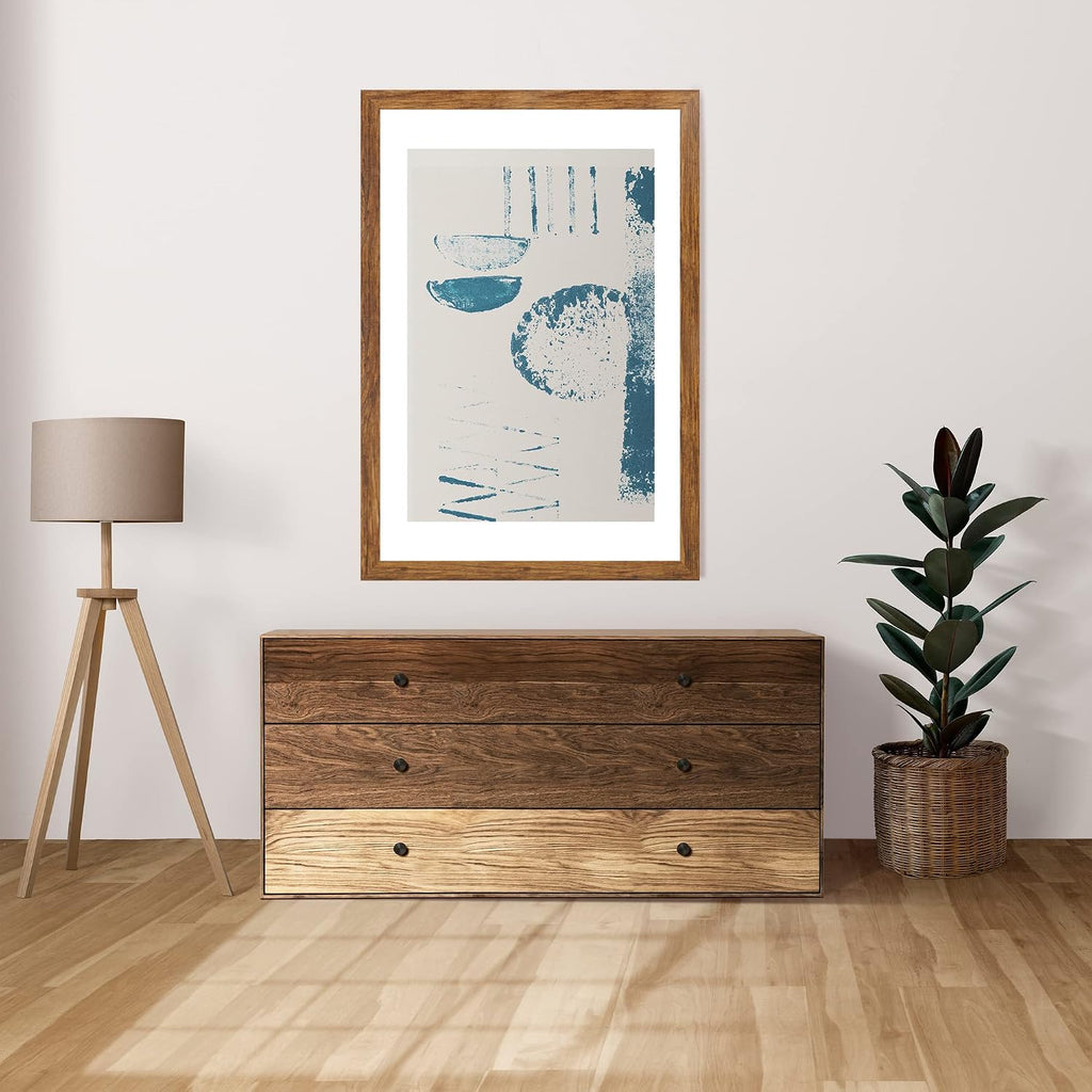 24x36 Poster Frame Set of 2, Rustic Brown Wood Style - Display 20x30 Picture with Mat or 24 x 36 Poster without Mat