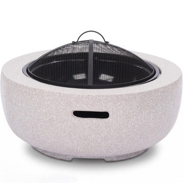 Round Wood Burning fire Pit Outdoor Fireplace -23 Gray