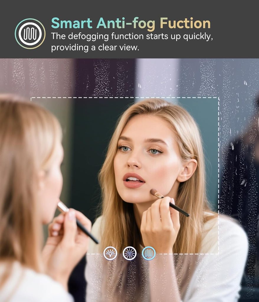 28" x 20" LED Vanity Mirror with RGB Backlight and Front Light, Anti-Fog Color-Changing Bathroom Mirror