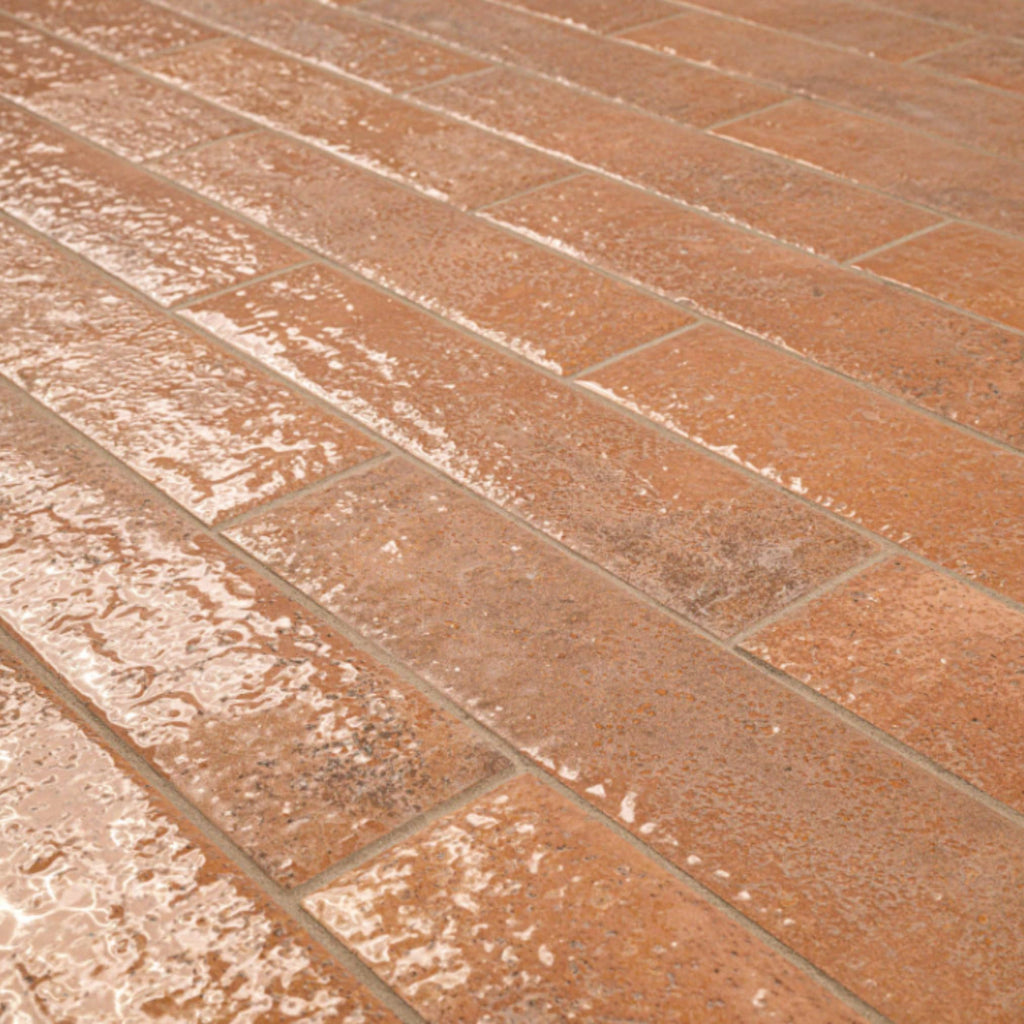 2.5x10 Terracotta Handmade Look Glossy Tile-50 Pieces