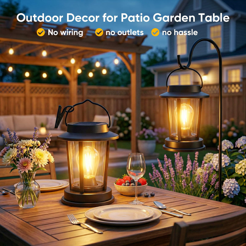 Hanging Solar Lanterns Outdoor Waterproof: 2 Pack Accent Lantern