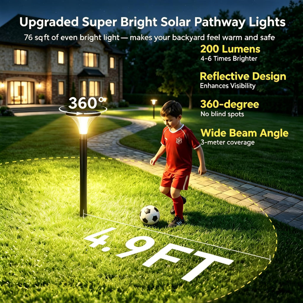 Bright Solar Pathway Lights Outdoor, 6 Pack 29" Tall Solar Powered Garden Lights Waterproof, Auto ON/Off