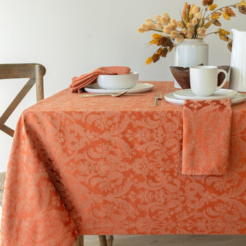 Saleh Luxury Easy Care Damask Fabric Table Cloth, Décor for Everyday, Formal Dining, Entertaining, P